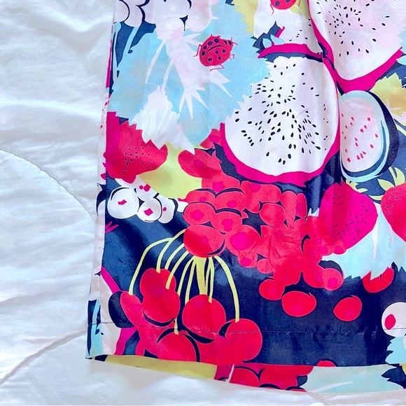 H&M - Pink and Blue Fruit & Flowers Silk Dress - Picture 2 of 12